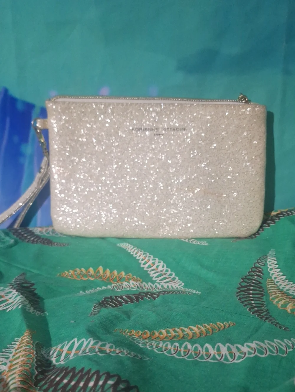 Adrienne Vittadini Glitter Cosmetic Pouch - Silver